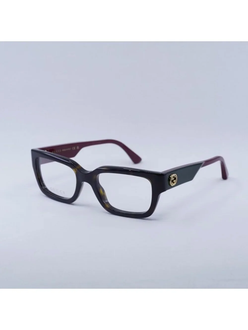 Gucci GG1666O 006 Eyeglasses Havana with Red 53mm Square Frame